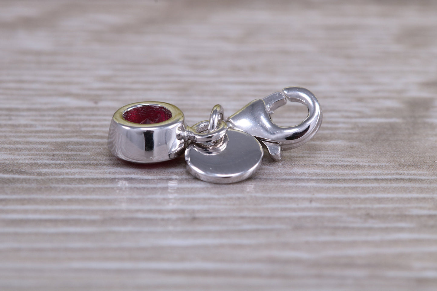 Sterling Silver July Ruby Birthstone Charm