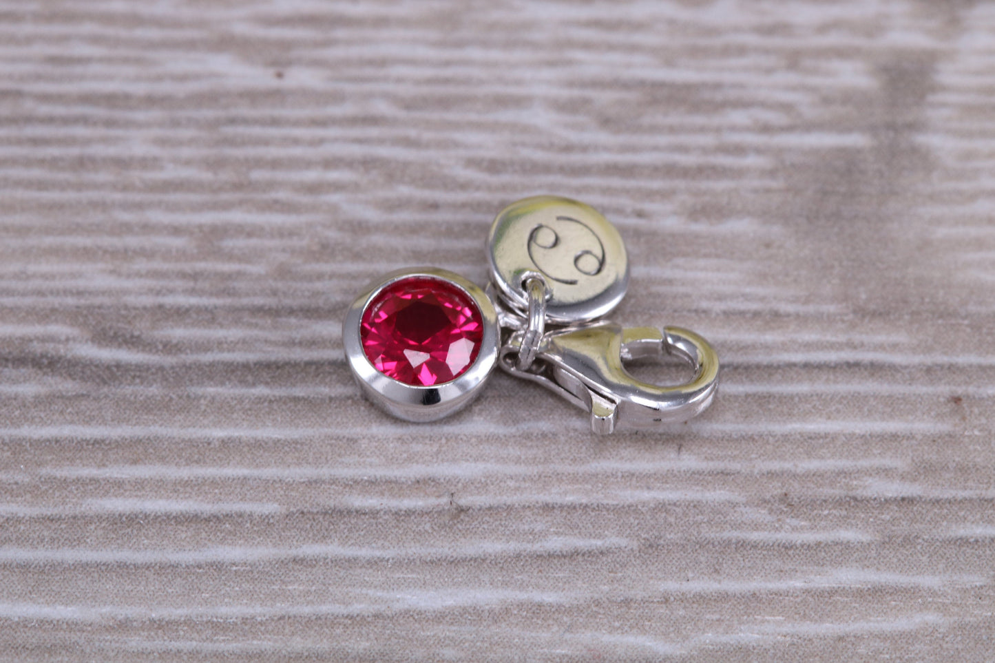Sterling Silver July Ruby Birthstone Charm