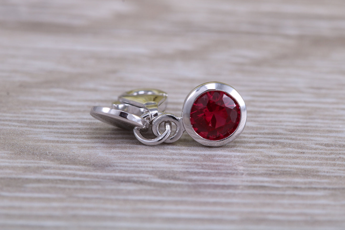 Sterling Silver July Ruby Birthstone Charm