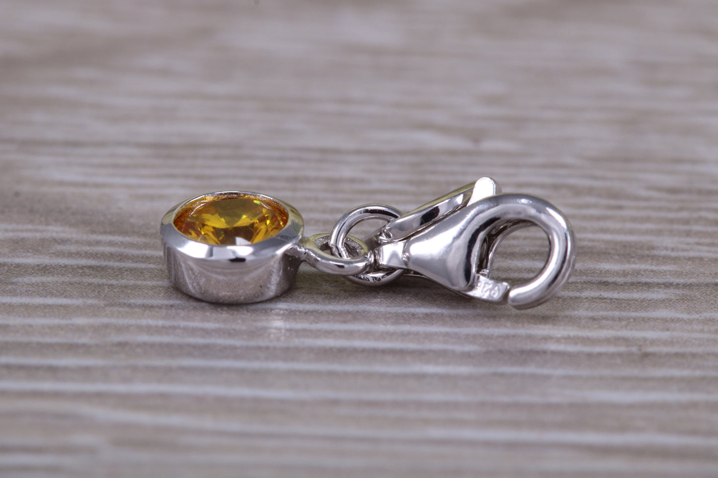 Sterling Silver November Yellow Topaz Birthstone Charm