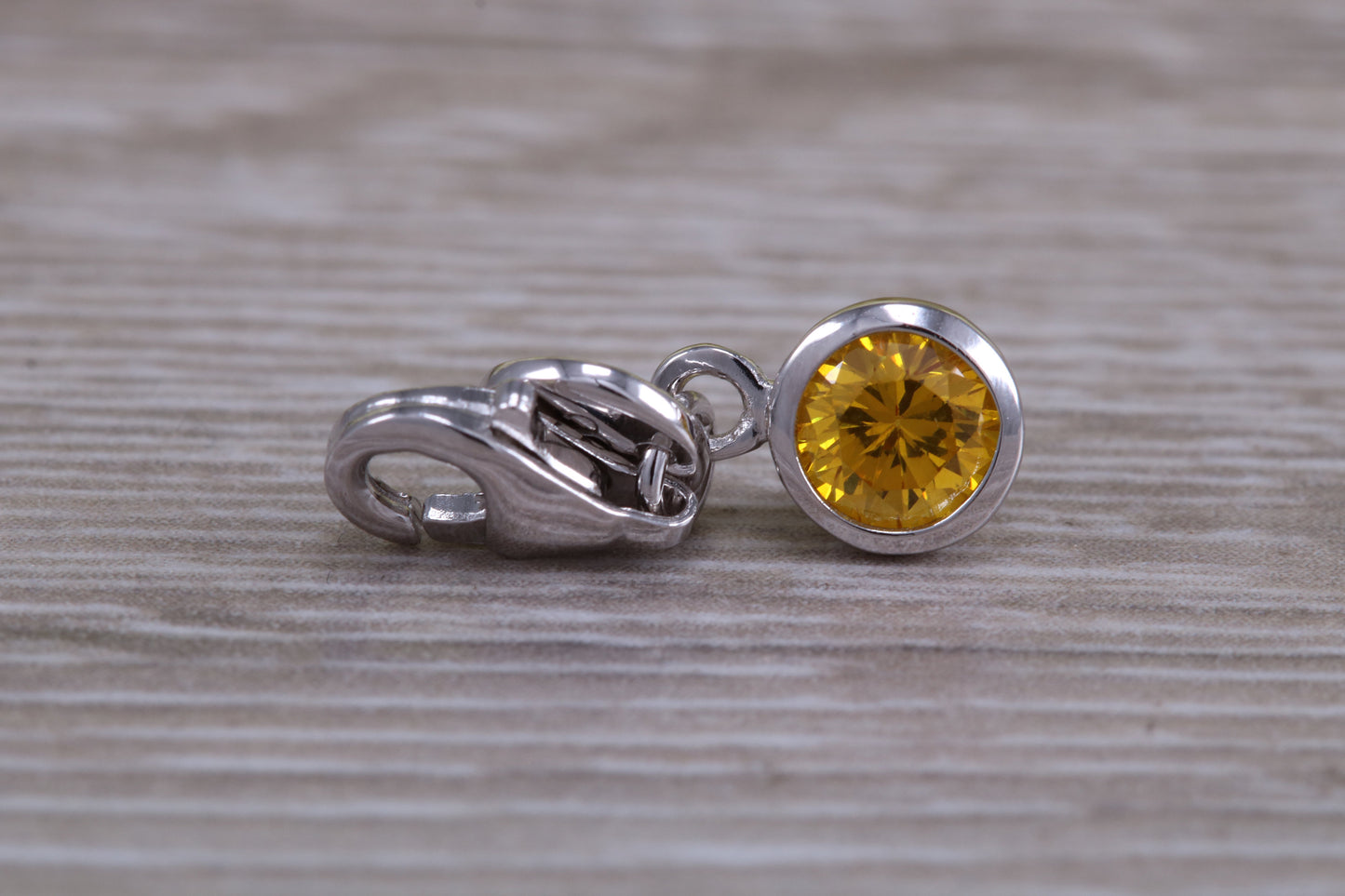 Sterling Silver November Yellow Topaz Birthstone Charm
