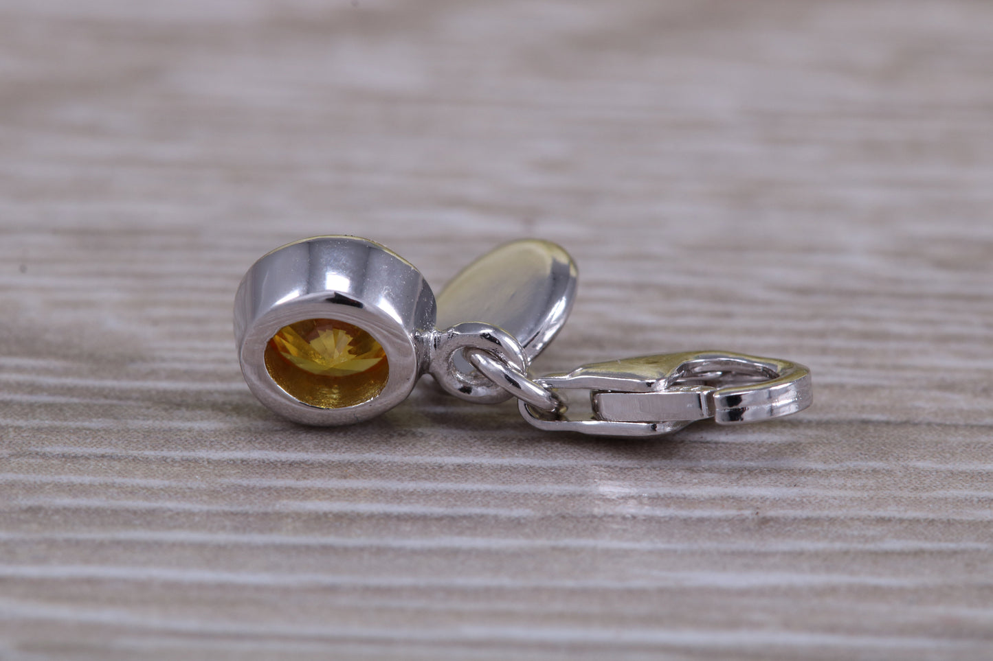 Sterling Silver November Yellow Topaz Birthstone Charm