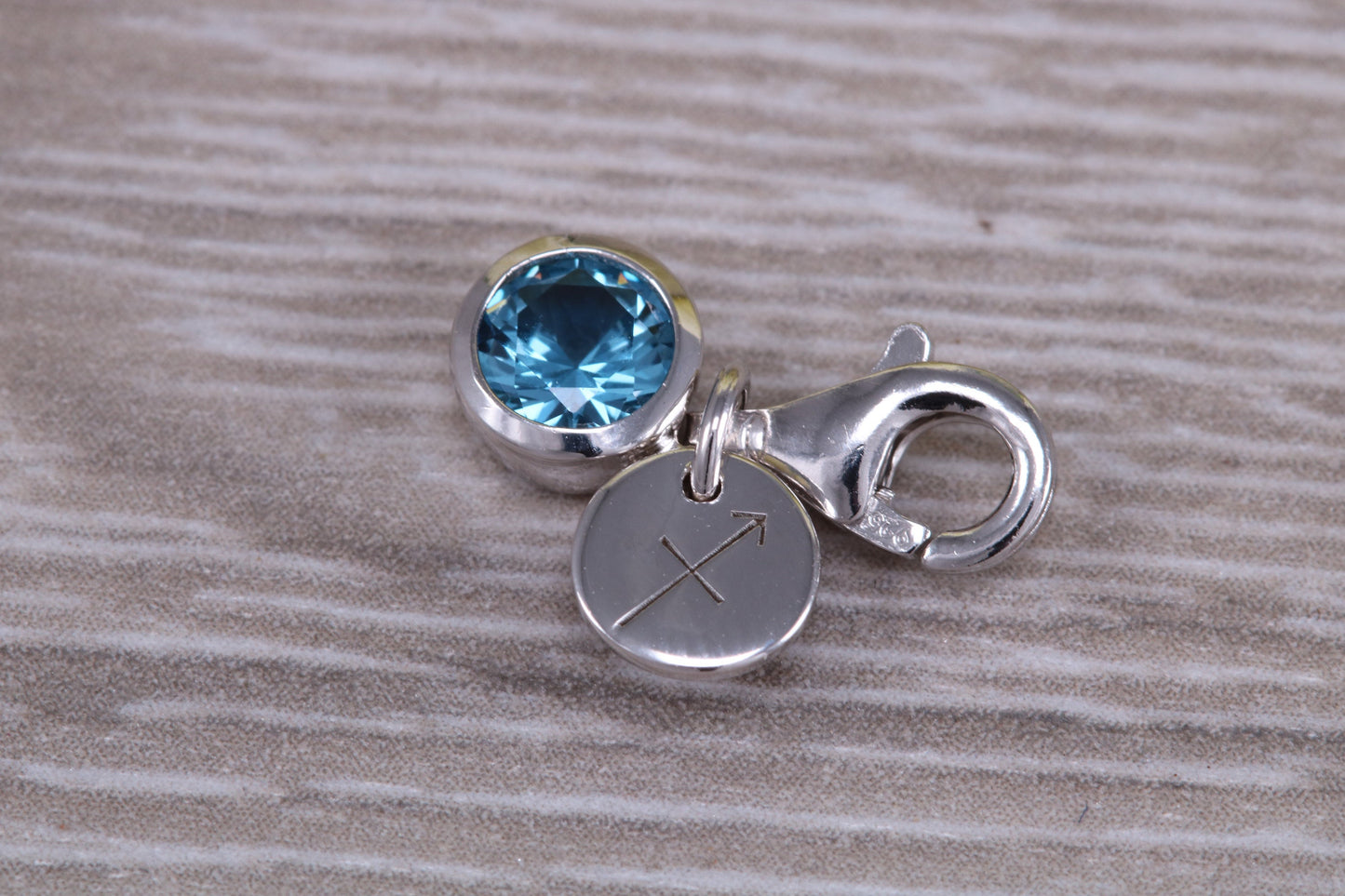 Sterling Silver December Blue Zircon Birthstone Charm
