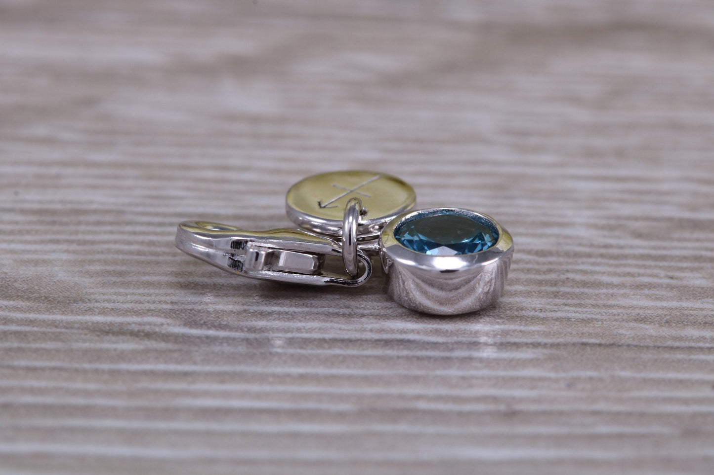Sterling Silver December Blue Zircon Birthstone Charm