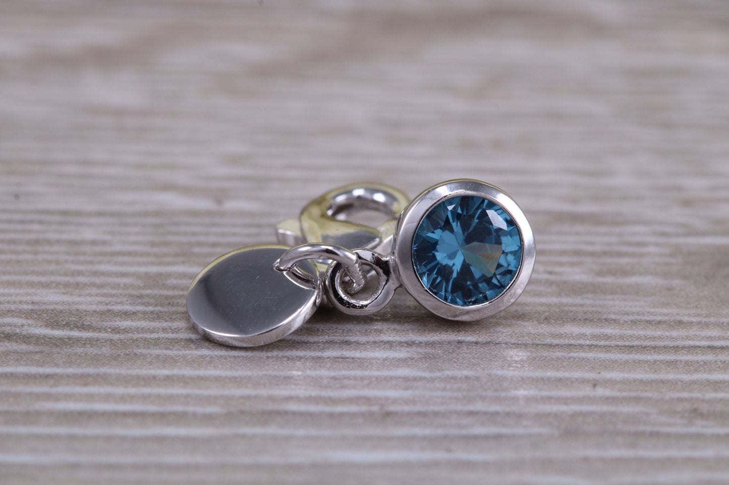 Sterling Silver December Blue Zircon Birthstone Charm
