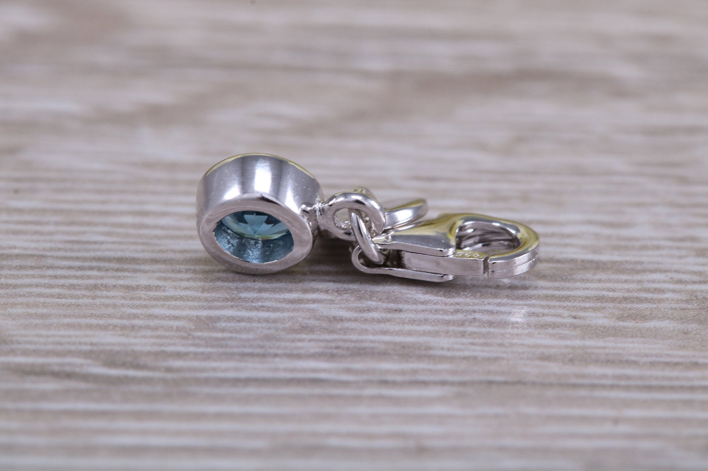 Sterling Silver December Blue Zircon Birthstone Charm