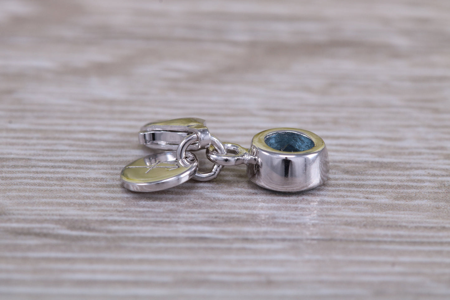 Sterling Silver December Blue Zircon Birthstone Charm