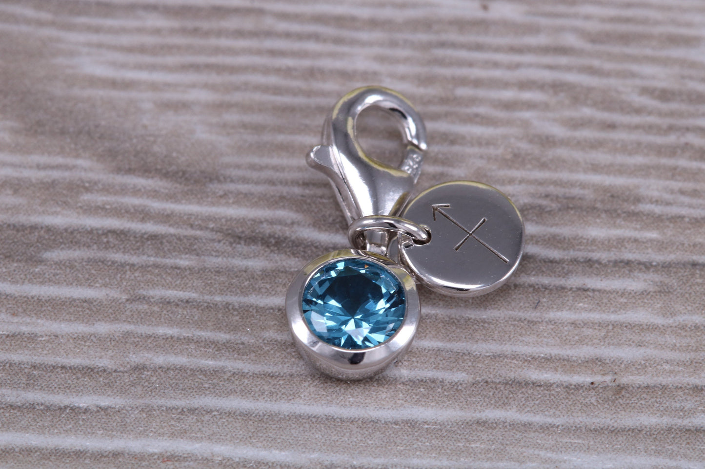 Sterling Silver December Blue Zircon Birthstone Charm