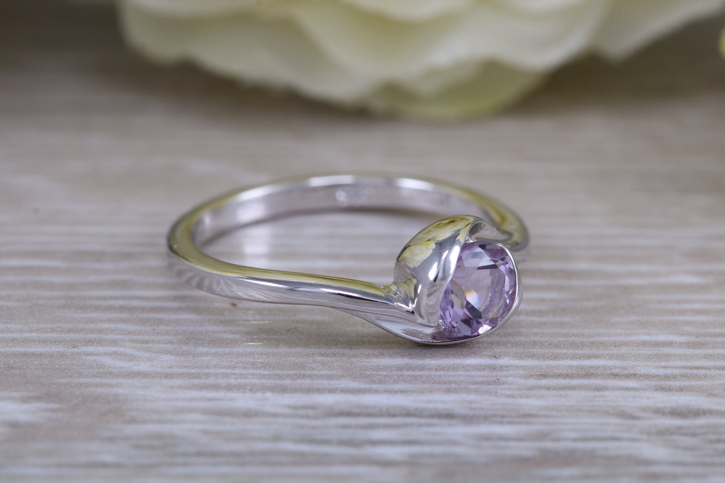 Sterling Silver February Real Amethyst Birthstone Ring