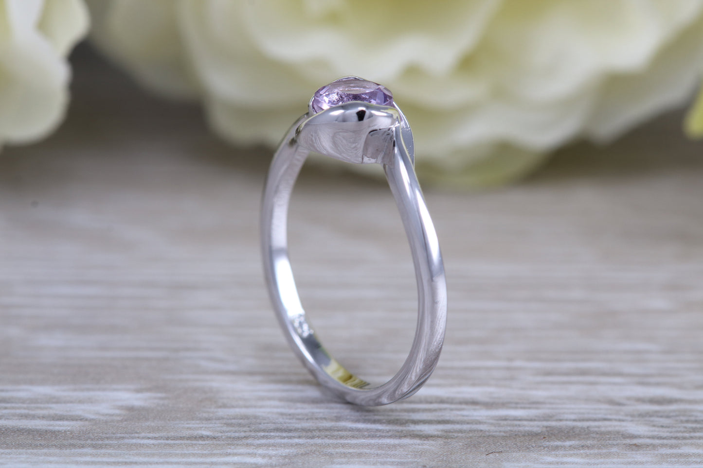 Sterling Silver February Real Amethyst Birthstone Ring
