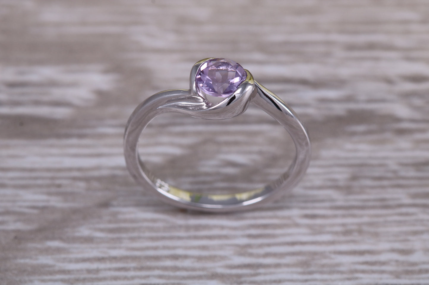 Sterling Silver February Real Amethyst Birthstone Ring
