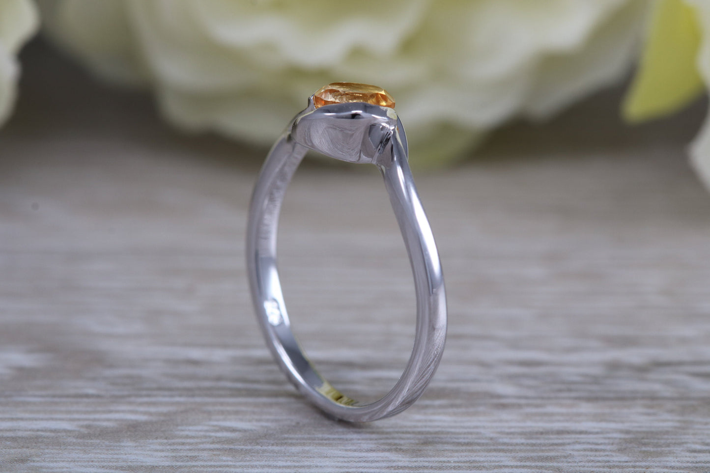 Sterling Silver November Real Citrine Birthstone Ring