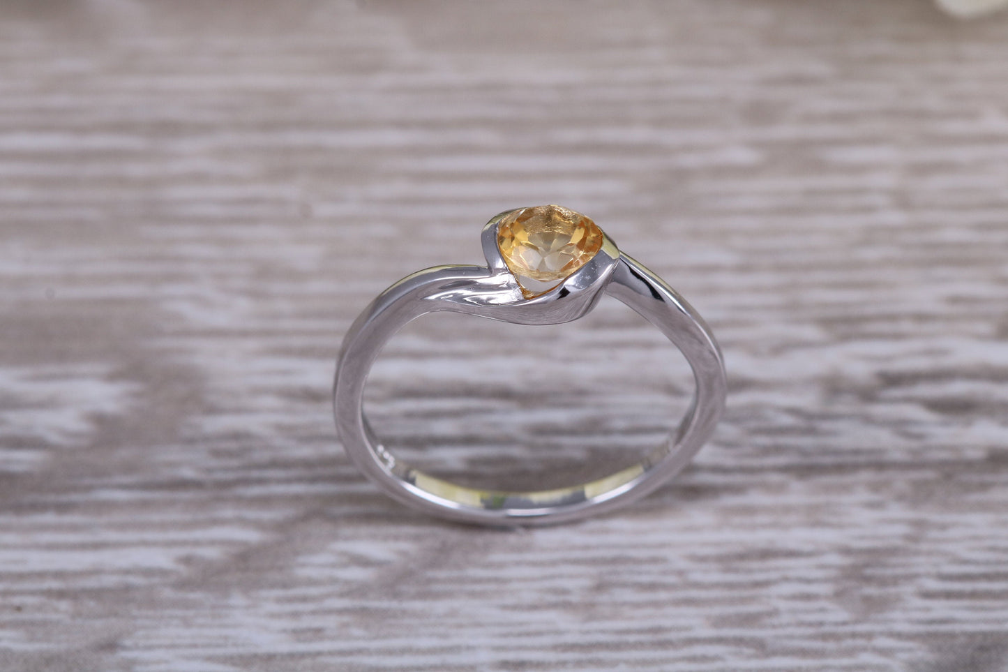 Sterling Silver November Real Citrine Birthstone Ring