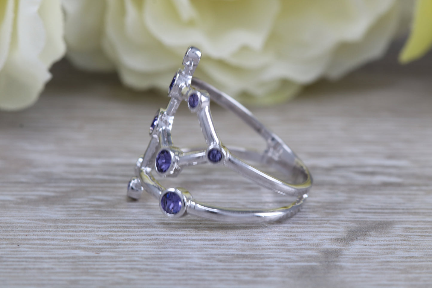 Real Tanzanite Chakra Ring made from Solid Sterling Silver
