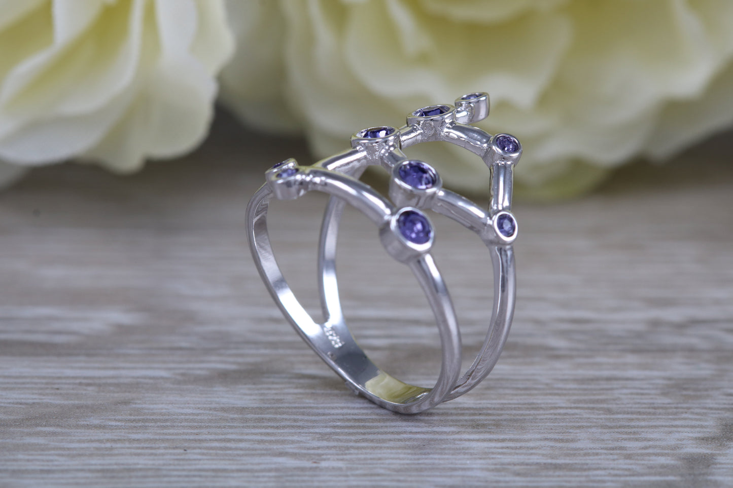 Real Tanzanite Chakra Ring made from Solid Sterling Silver