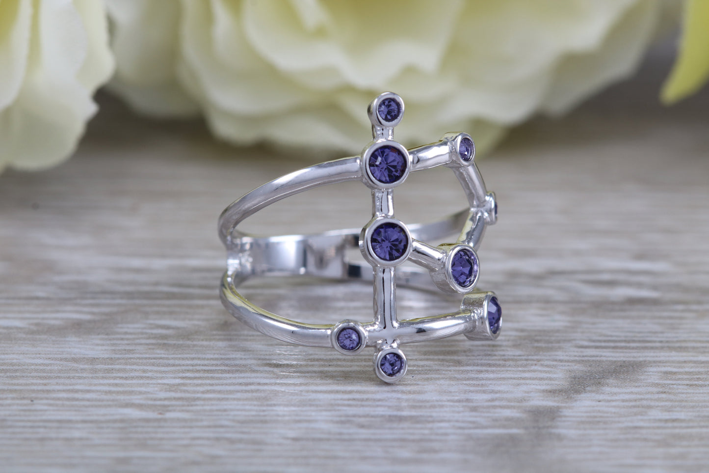 Real Tanzanite Chakra Ring made from Solid Sterling Silver
