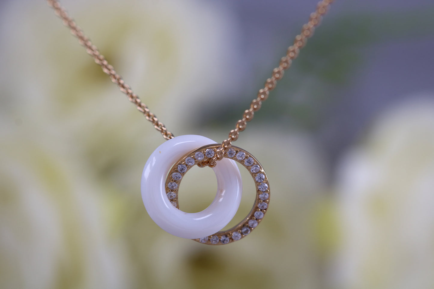Sterling Silver C Z set Ring Necklace