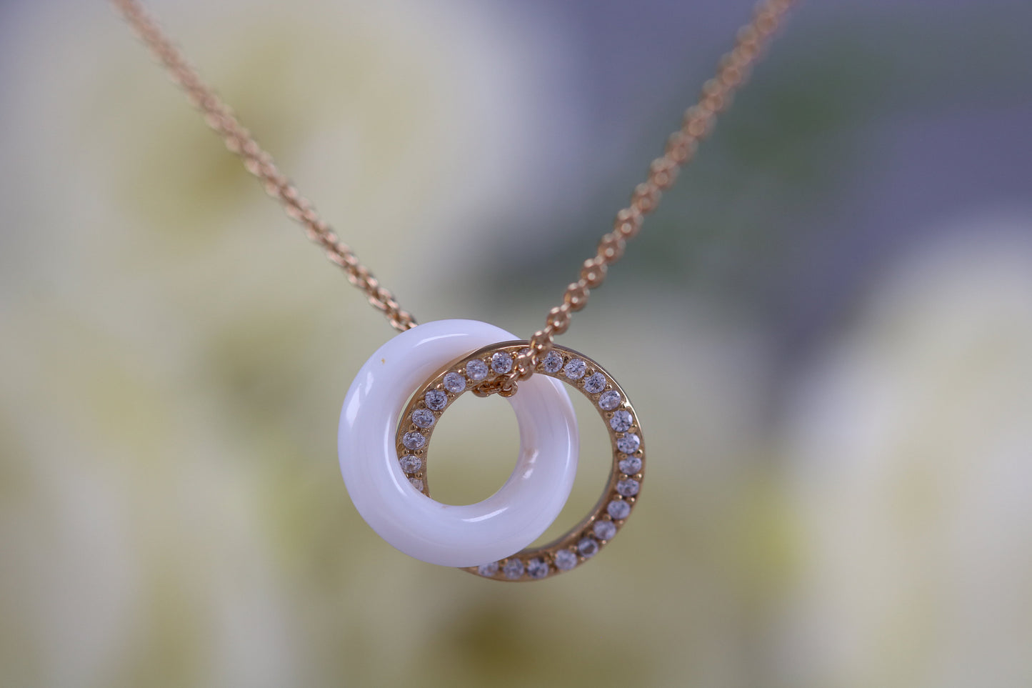 Sterling Silver C Z set Ring Necklace