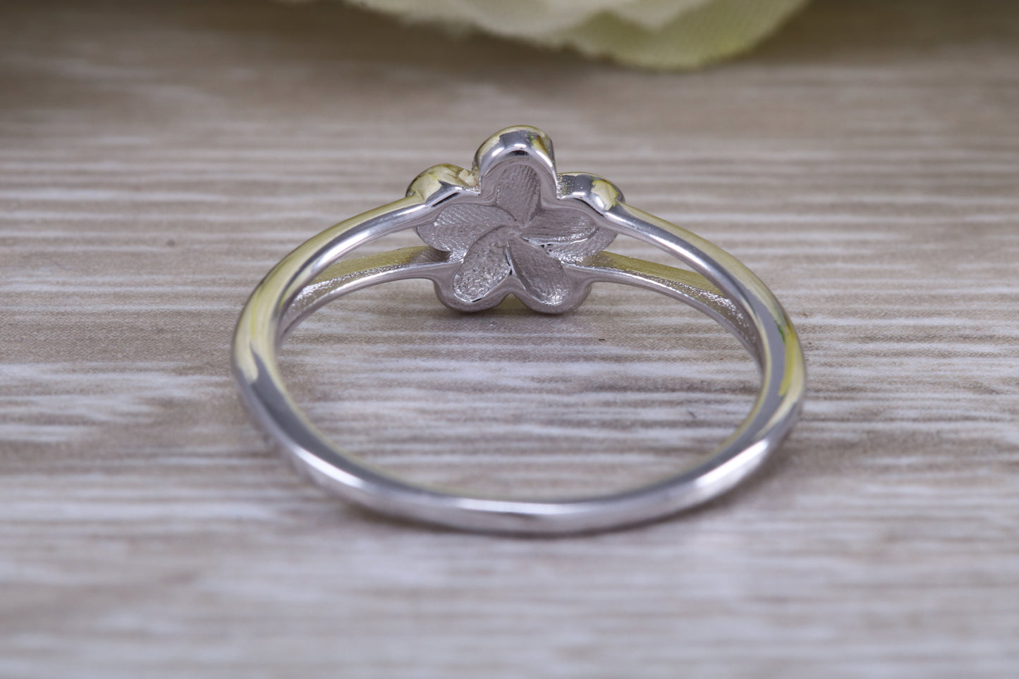 Opal daisy flower ring, solid sterling silver ring further rhodium plated for that platinum look