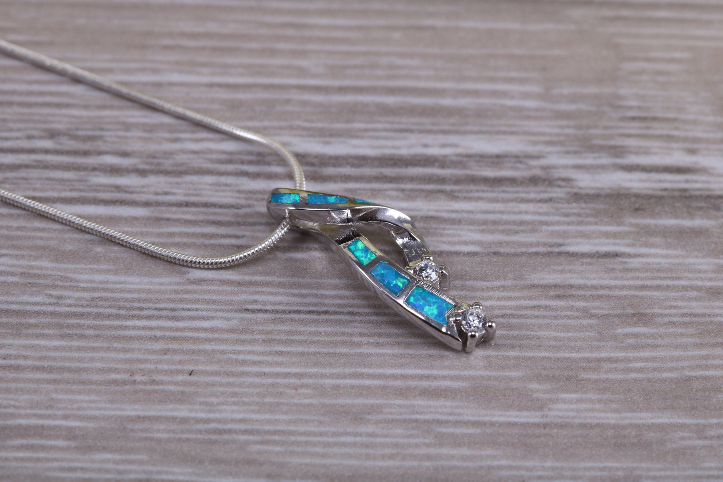 Sterling Silver Blue Opal Necklace