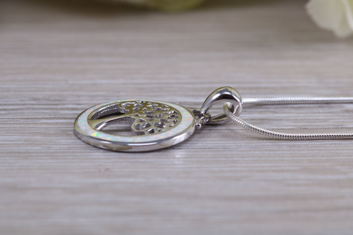 Opal Tree of Life Necklace in Sterling Silver