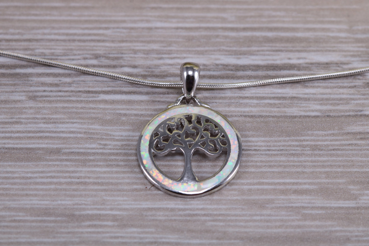 Opal Tree of Life Necklace in Sterling Silver