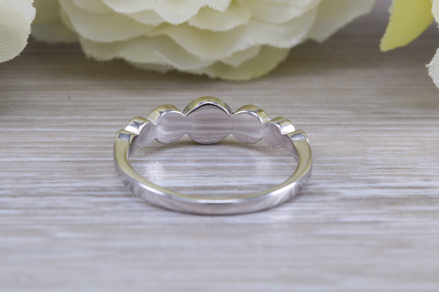 Fiery Blue Opal set bubble ring, solid sterling silver ring further rhodium plated for that platinum look