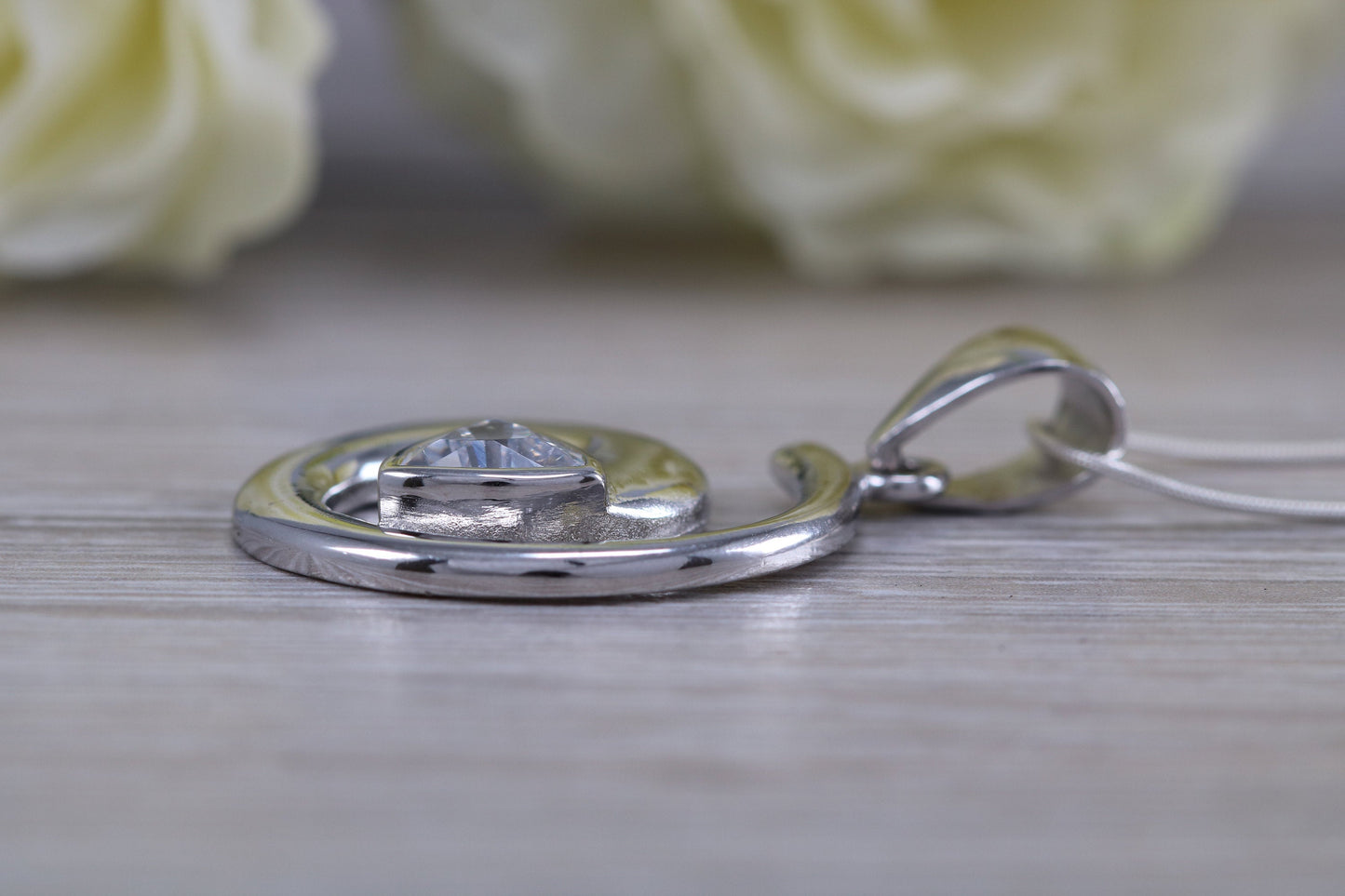 Dressy Swirl C Z set Sterling Silver Necklace