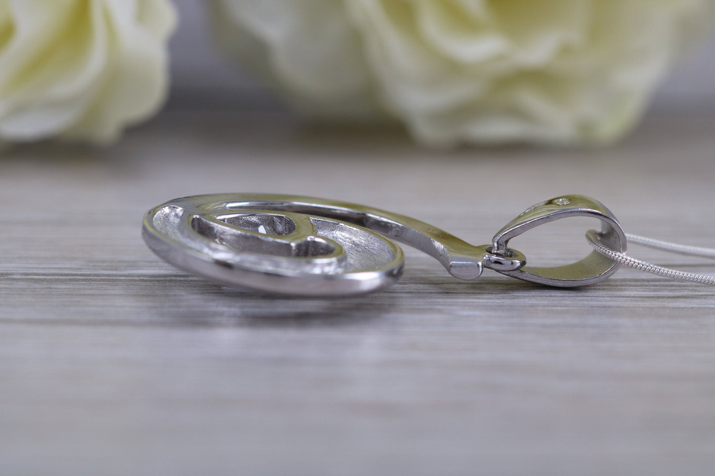 Dressy Swirl C Z set Sterling Silver Necklace