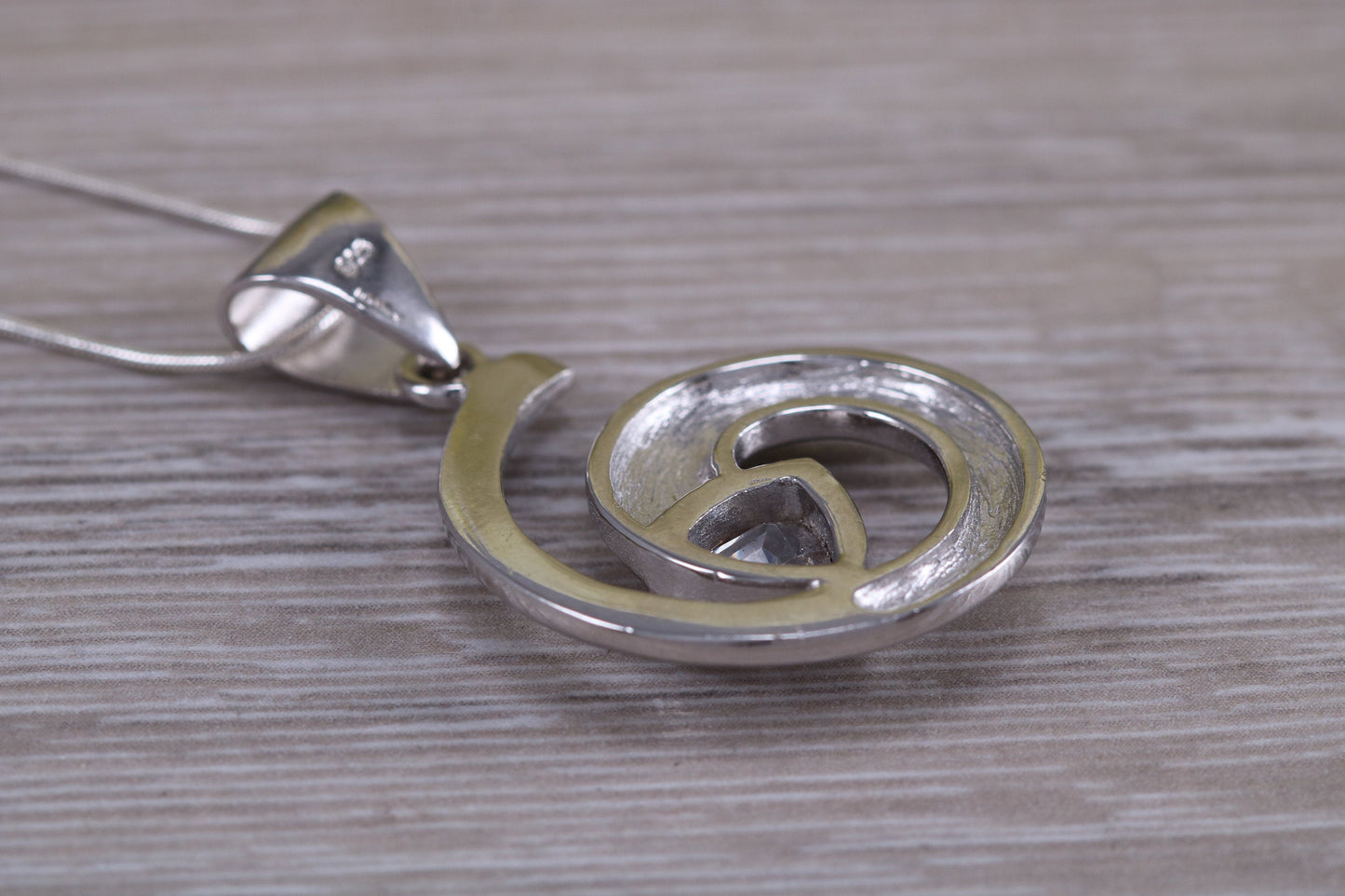 Dressy Swirl C Z set Sterling Silver Necklace