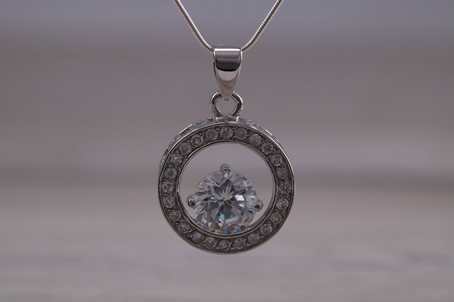 Dressy C Z set Sterling Silver Necklace