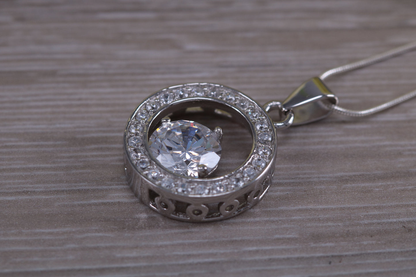 Dressy C Z set Sterling Silver Necklace