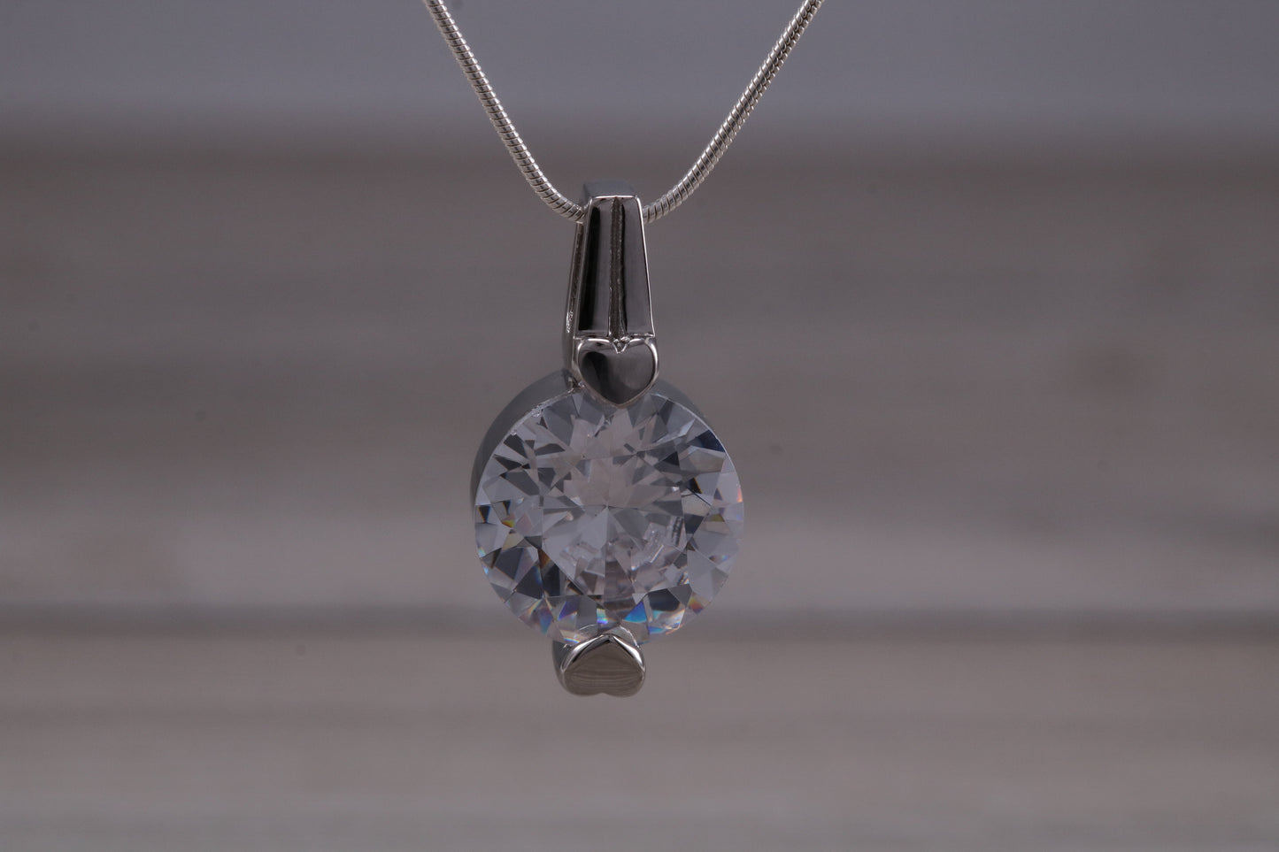 Sterling Silver C Z set Solitaire Necklace