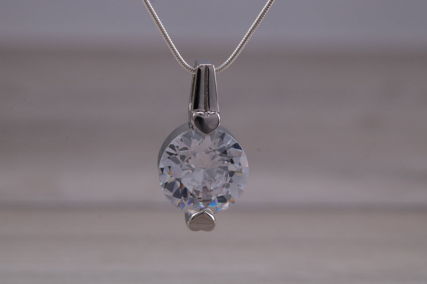 Sterling Silver C Z set Solitaire Necklace