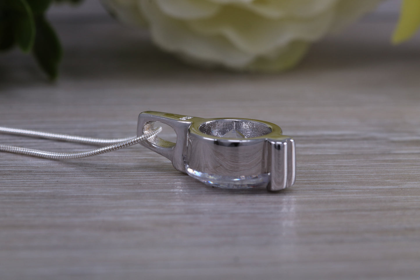 Sterling Silver C Z set Solitaire Necklace