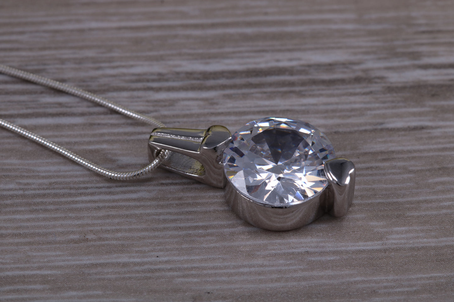 Sterling Silver C Z set Solitaire Necklace