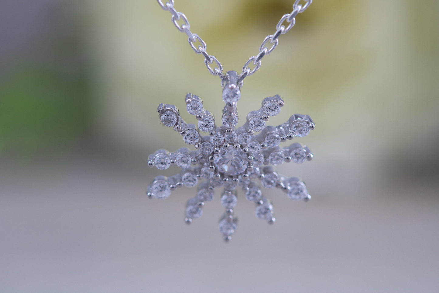 Stunning Cluster Necklace in Sterling Silver