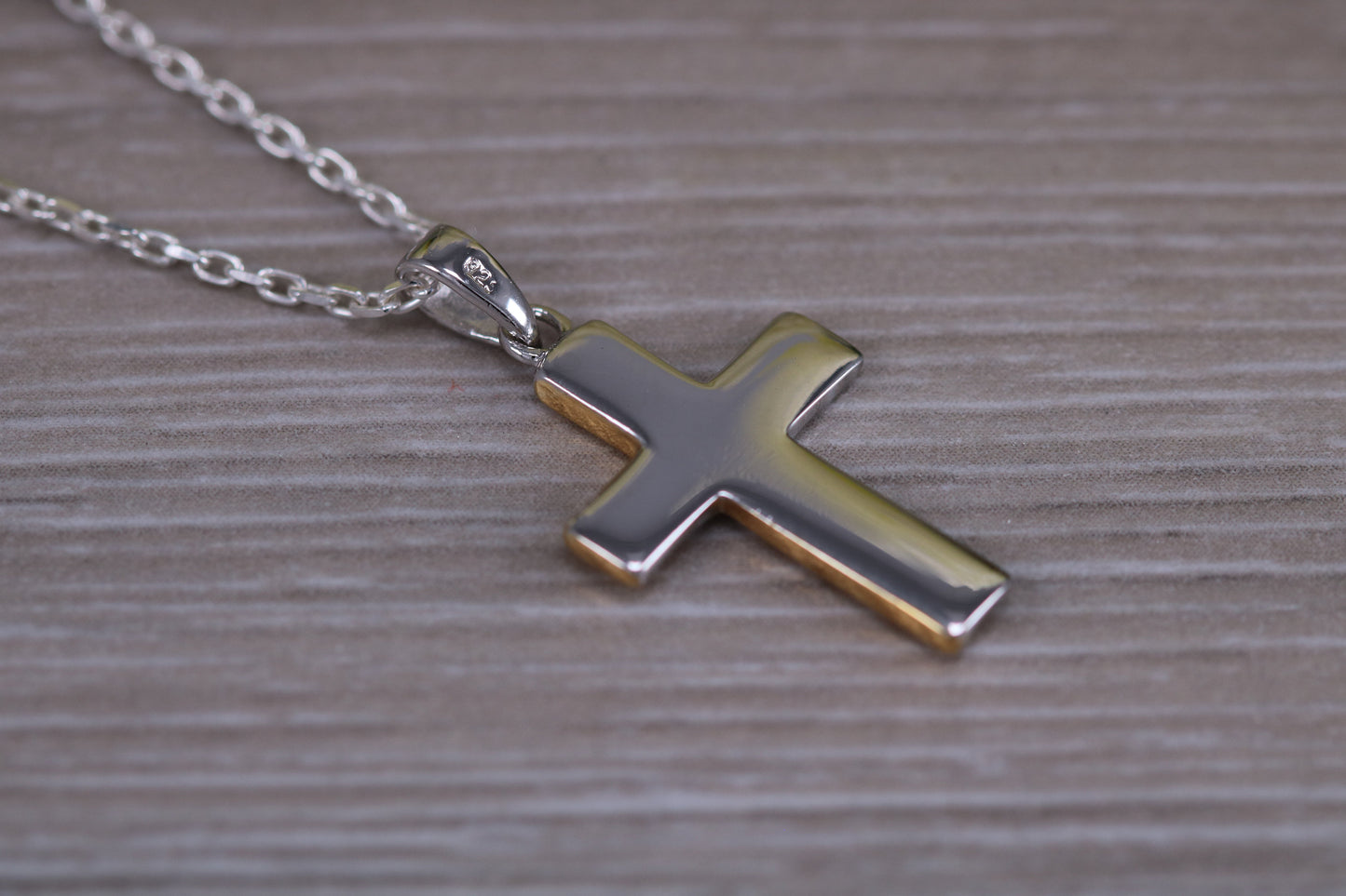 Sterling Silver Two Tone Cross Necklace