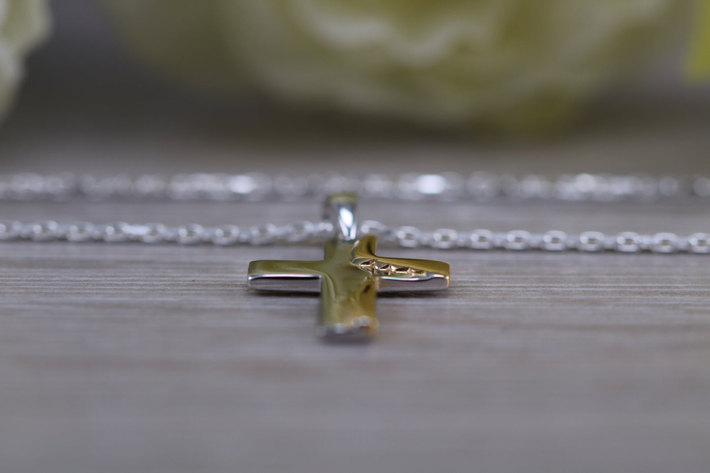 Sterling Silver Two Tone Cross Necklace