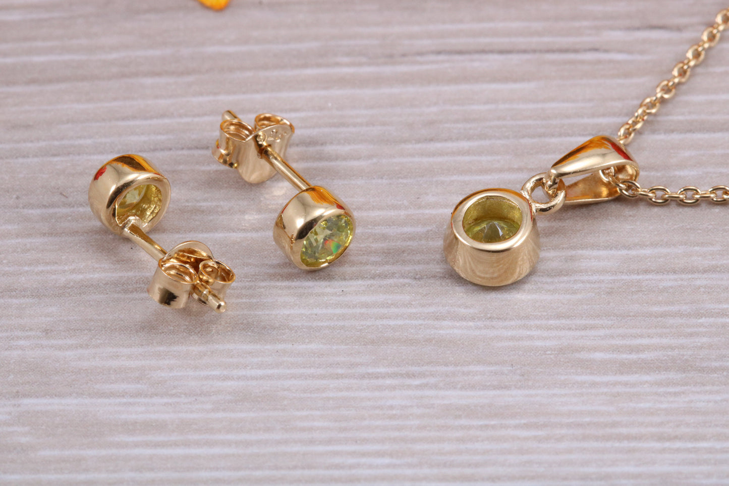 Sterling Silver Real Peridot Earrings and Matching Necklace