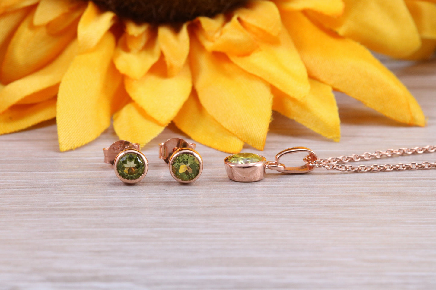 Sterling Silver Real Peridot Earrings and Matching Necklace
