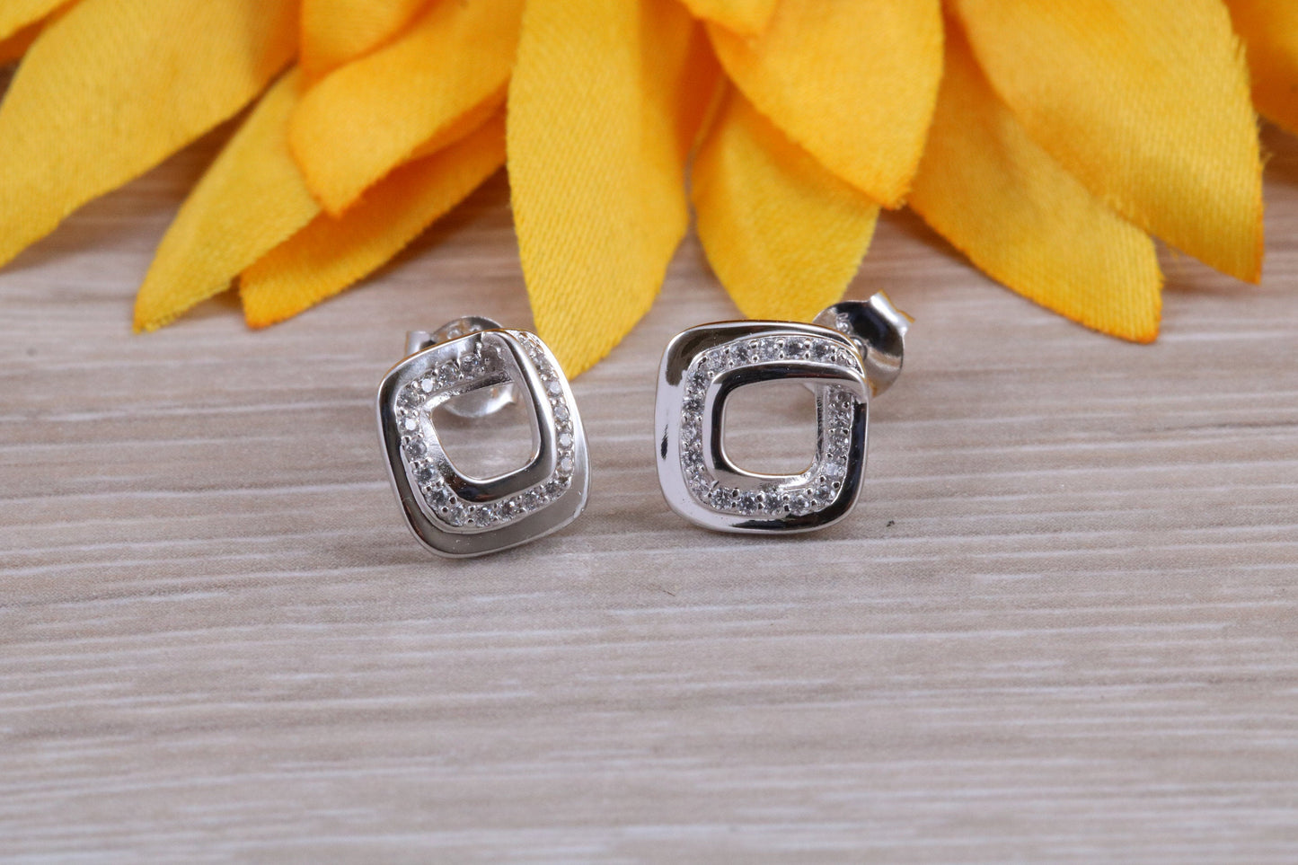 Sterling Silver Stud Earrings with Matching Necklace