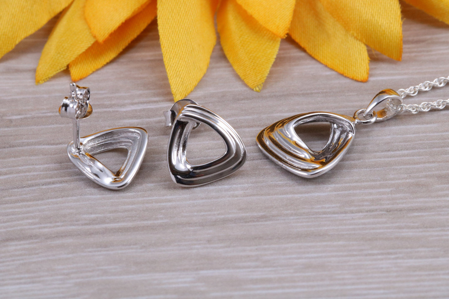 Sterling Silver Stud Earrings with Matching Necklace
