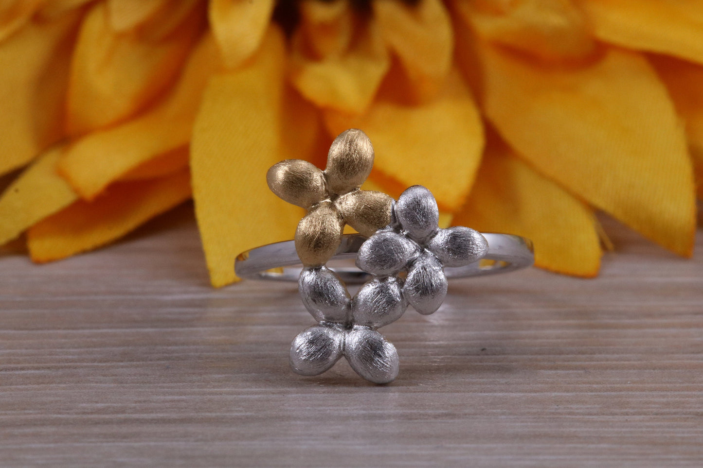 Sterling Silver two tone set with Ring, Earrings and Necklace