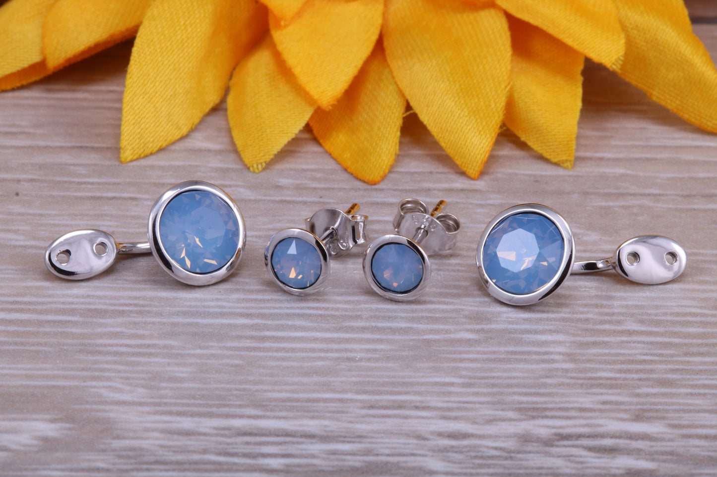 Sterling Silver Two in One Cyclamen Opal Stud Earrings Or Dropper Earrings