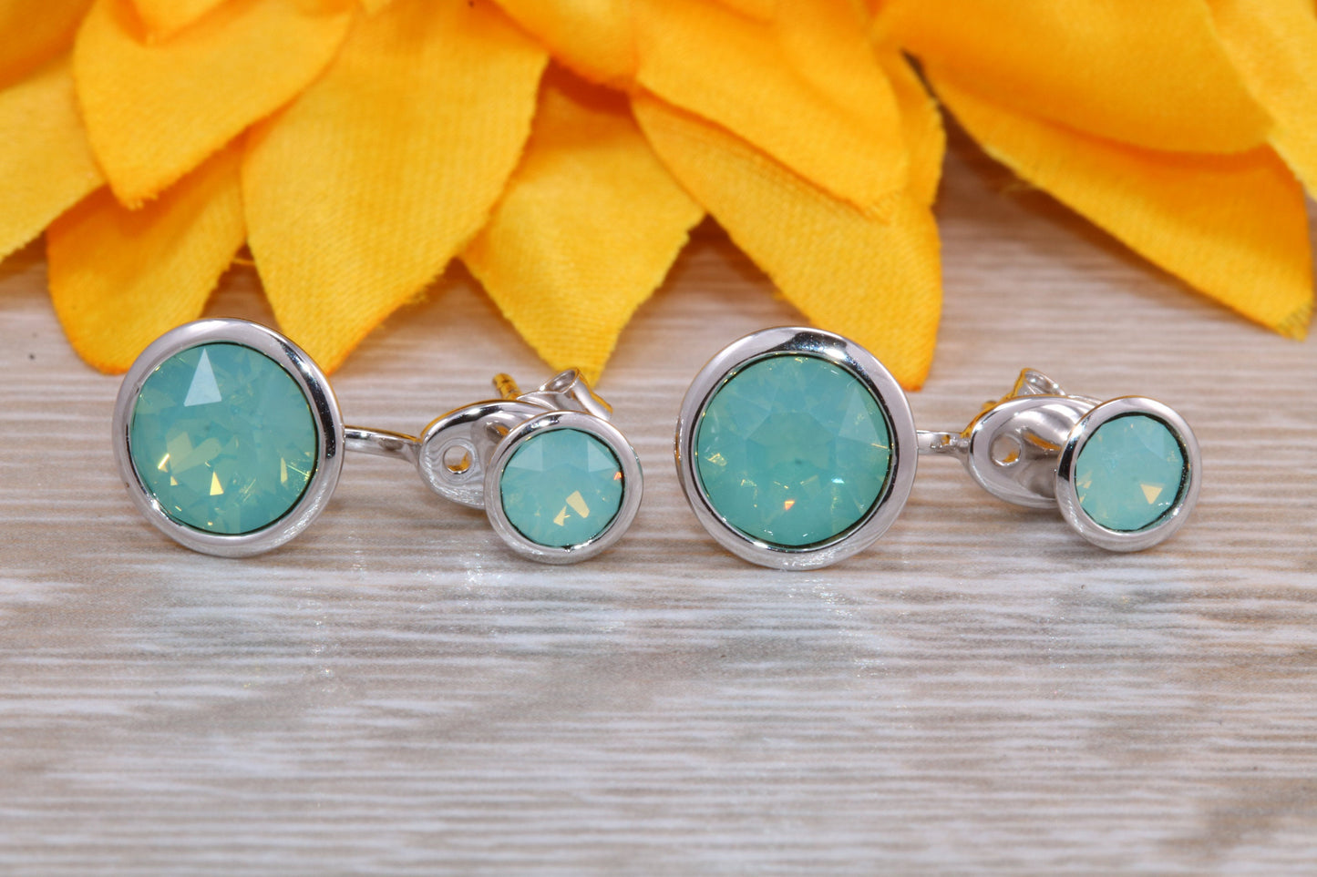 Sterling Silver Two in One Air Blue Opal Stud Earrings or Dropper Earrings
