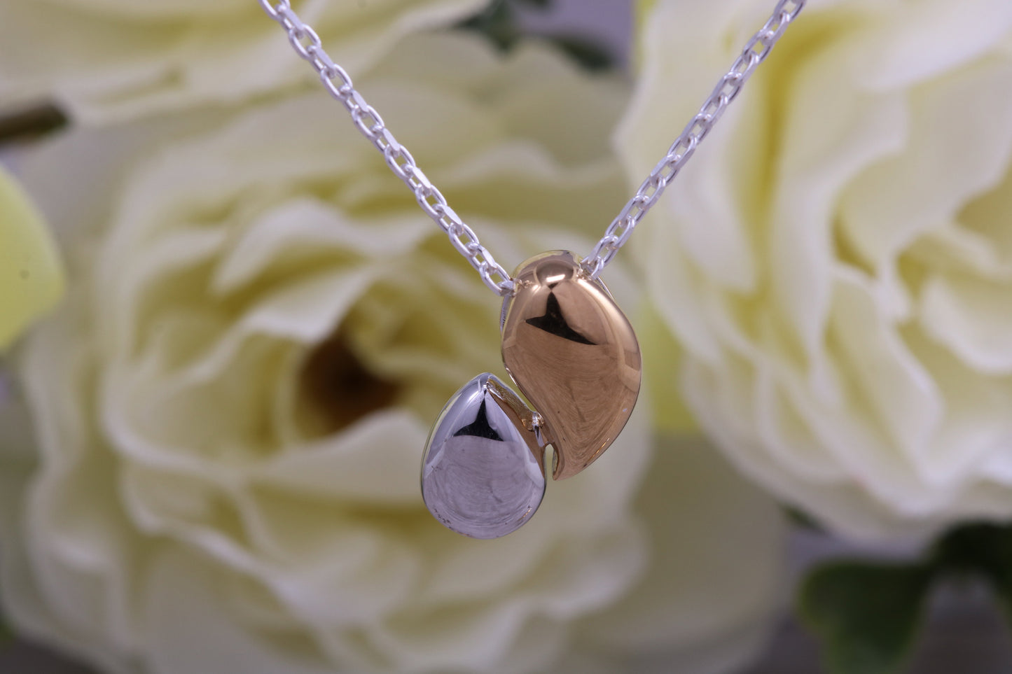 Sterling Silver Two Tone Set Earrings With Matching Necklace
