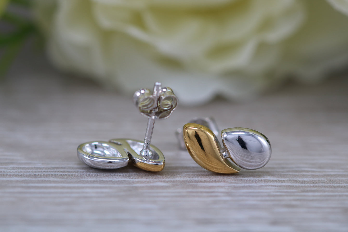 Sterling Silver Two Tone Set Earrings With Matching Necklace