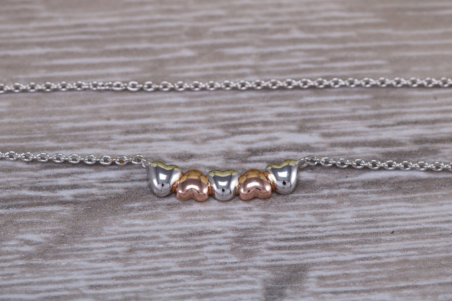 Silver Two Tone Love Hearts Necklace