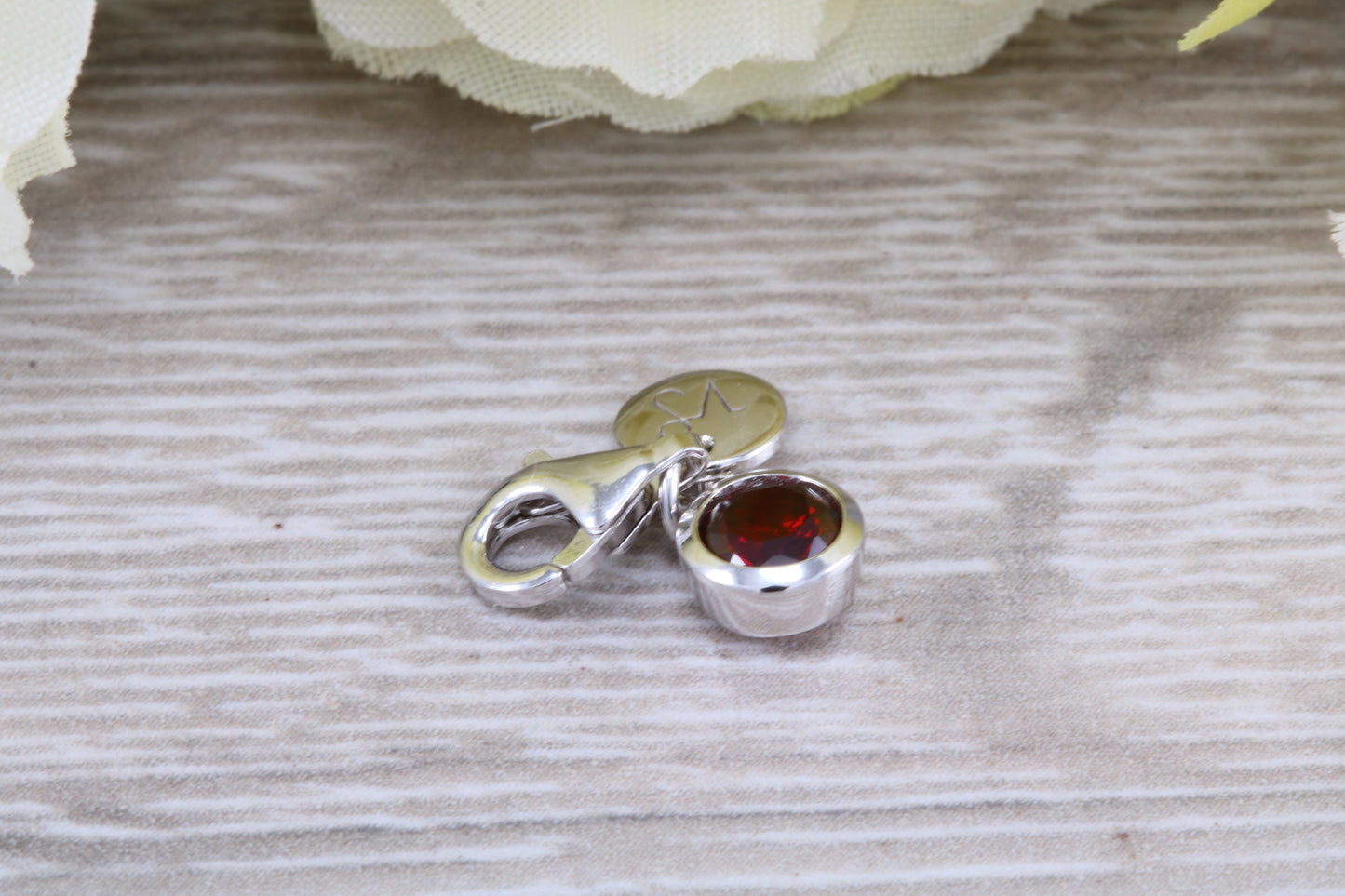 Sterling Silver January Garnet Birthstone Charm